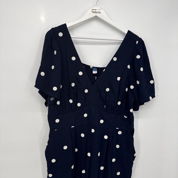 Old Navy Blue Polka Dot One Piece Jumpsuit Size XL Rayon - Picture 2 of 11